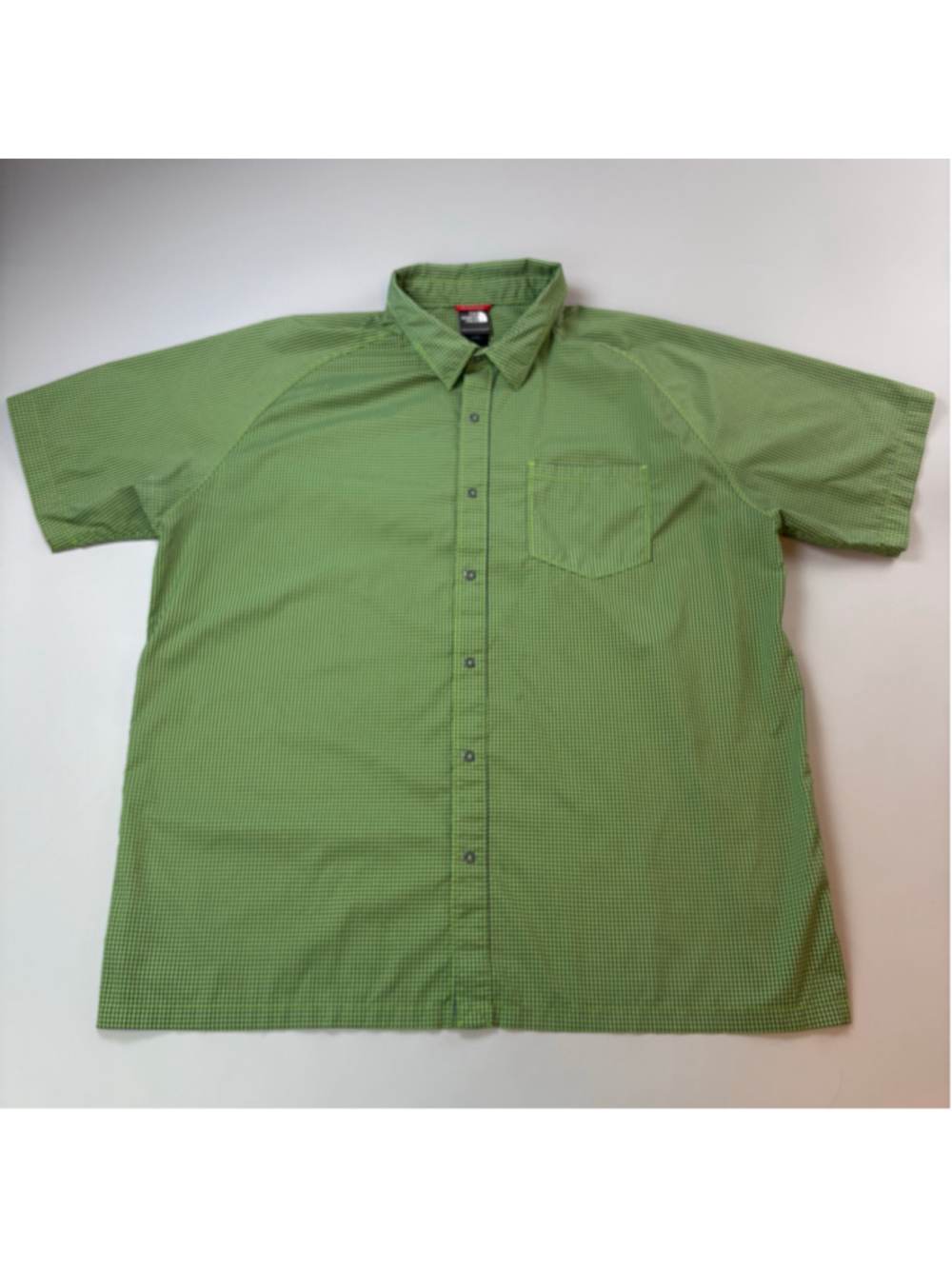 The North Face Shirt XXL Green Grey Casual Button Down Snap Micro Check Gorpcore